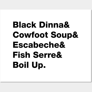 Belizean Dishes in Black Text Posters and Art